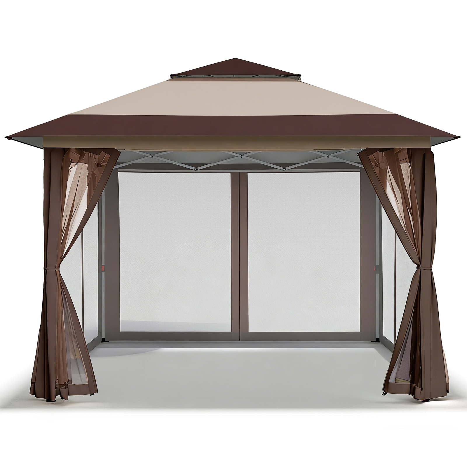 Crown Shades 11' x 11' Gazebo Canopy - Mesh Walls - GA121