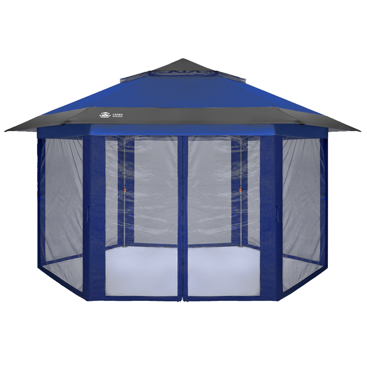 Crown Shades 15' x 13' CenterLOK® Hexagon Gazebo - Mosquito Netting - GSIX-145A