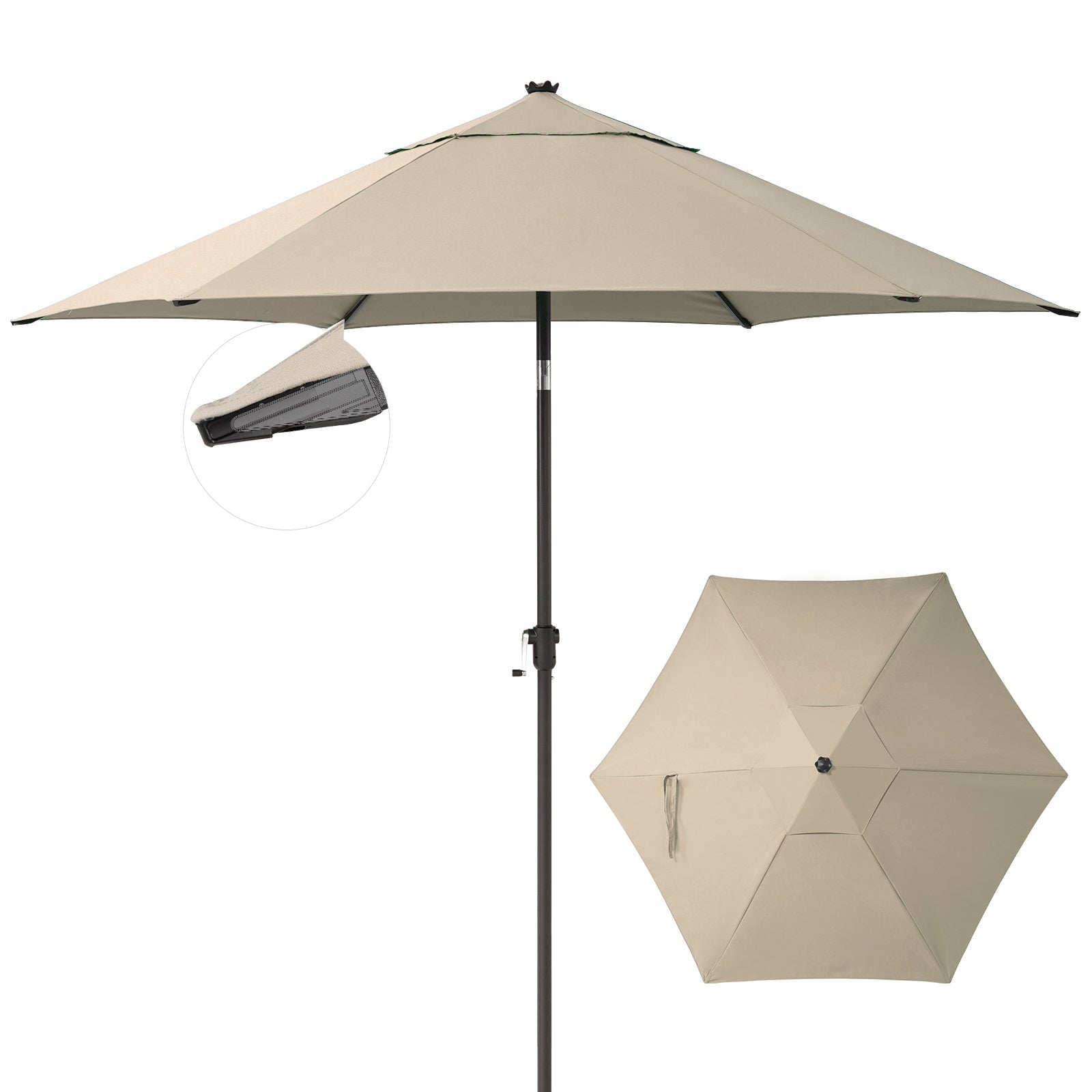 Crown Umbrella 9' Patio Umbrella 30° Push Button Tilt with Durable Polyester - UH9G