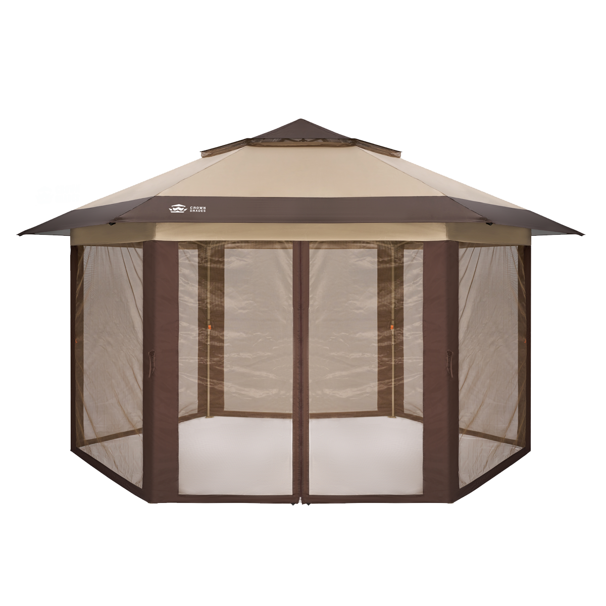 Crown Shades 15' x 13' Pop Up Gazebo - 6-Sided Canopy Tent - Mosquito Netting - GSIX-176