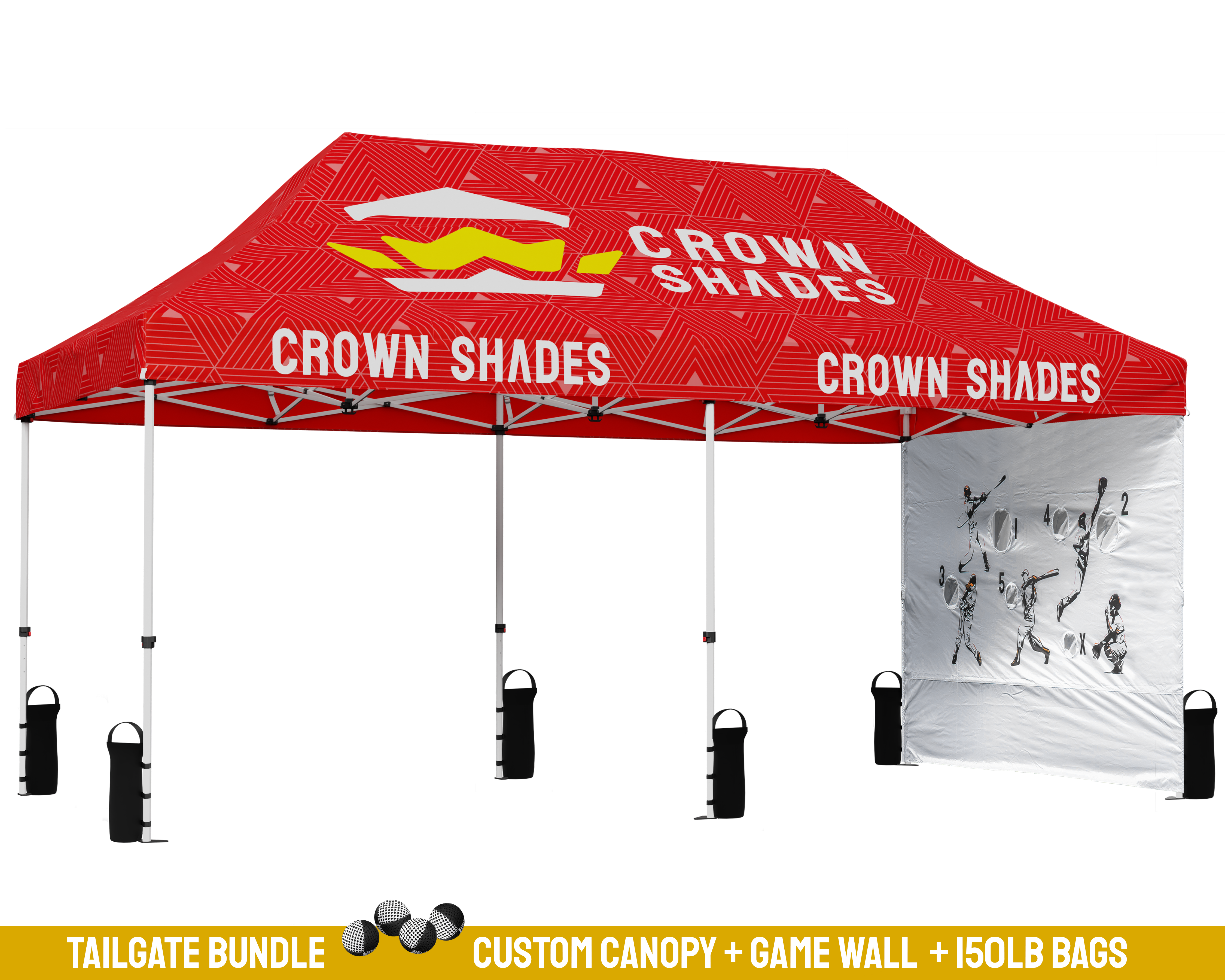 Crown Shades 20'x10' Custom Top Elite Tailgating Bundle - M200ALU
