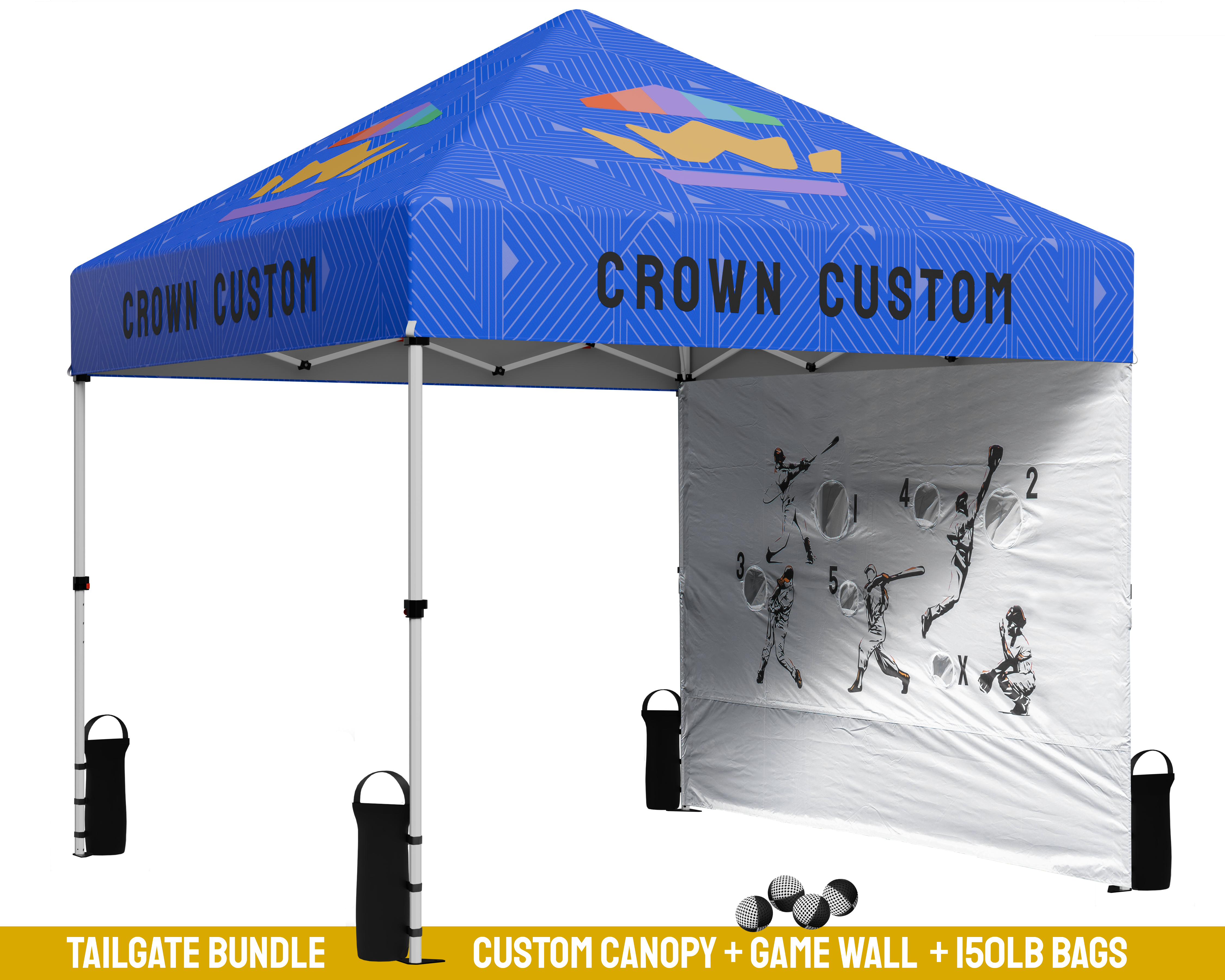 Crown Shades 10'x10' Custom Top Pro Tailgating Bundle - MP100ALU